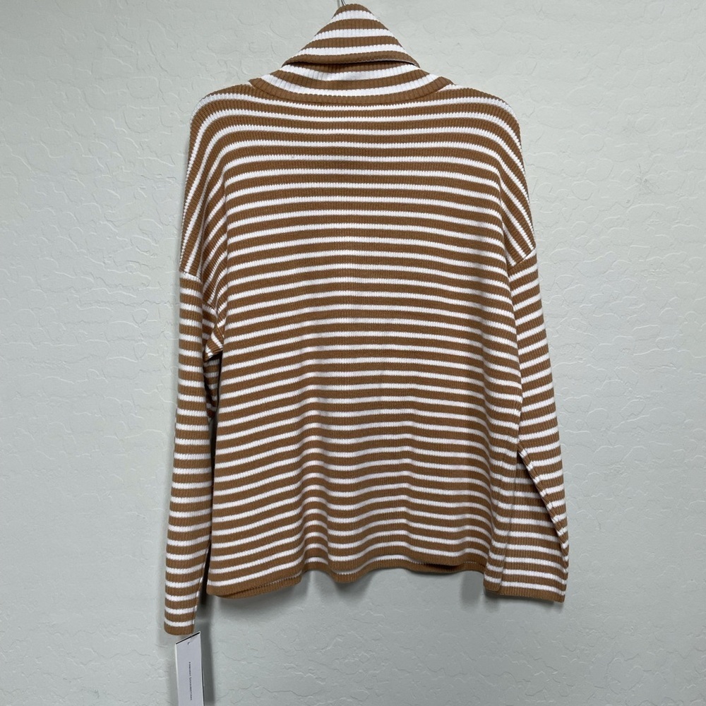 French Connection Tan and White Striped Turtleneck Sweater - Picture 8 of 8